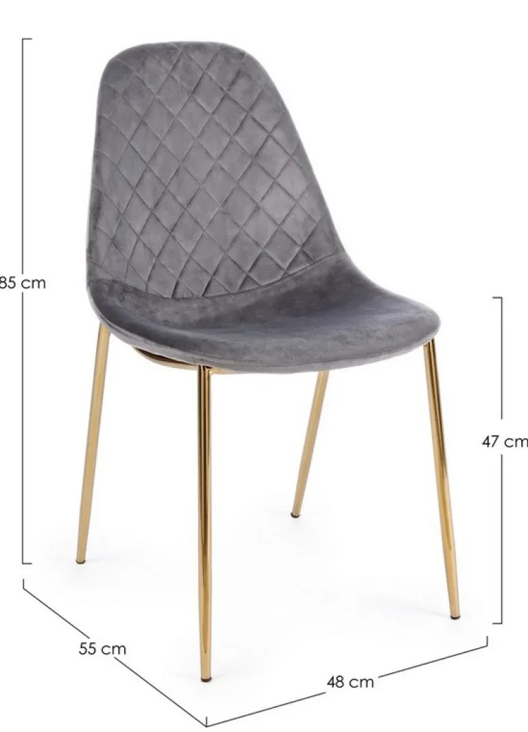 SEDIA IN VELLUTO GRIGIO SCURO - TERRY