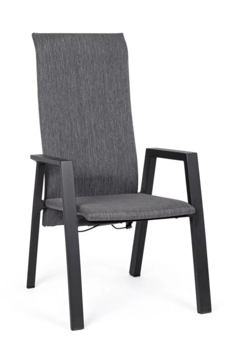 SEDIA RECLINABILE IN ALLUMINIO ANTRACITE JX55 - ETHAN