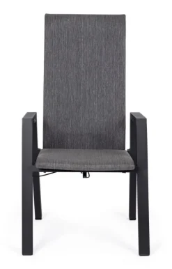 SEDIA RECLINABILE IN ALLUMINIO ANTRACITE JX55 - ETHAN