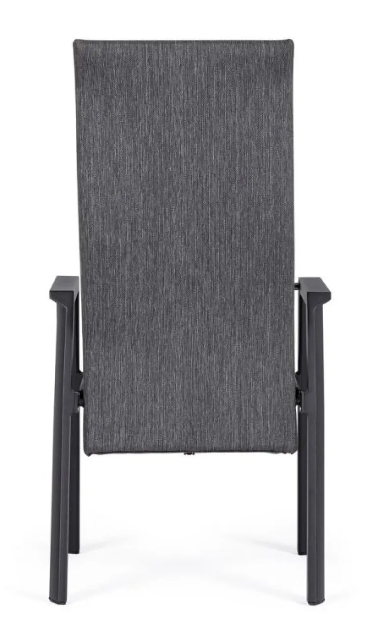 SEDIA RECLINABILE IN ALLUMINIO ANTRACITE JX55 - ETHAN