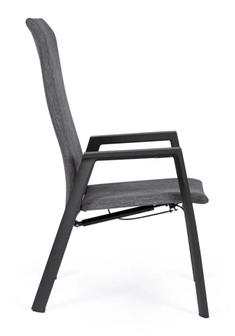 SEDIA RECLINABILE IN ALLUMINIO ANTRACITE JX55 - ETHAN