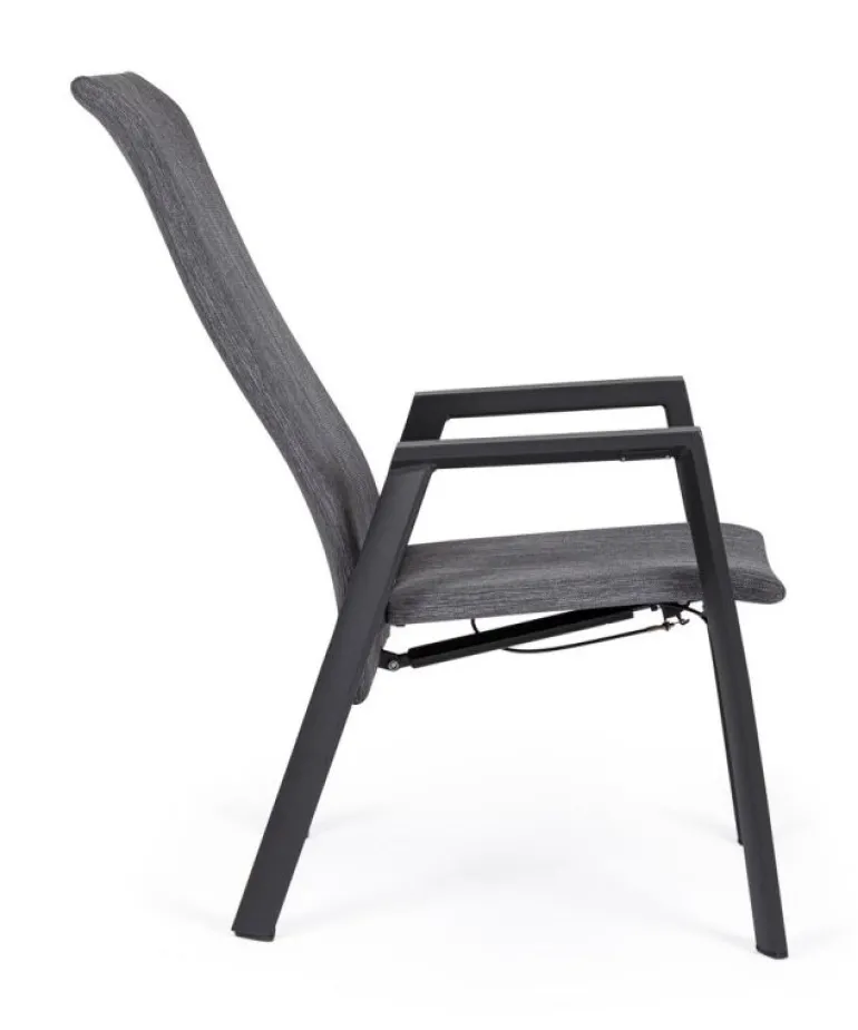 SEDIA RECLINABILE IN ALLUMINIO ANTRACITE JX55 - ETHAN