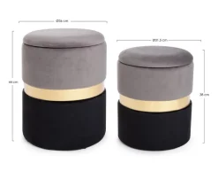 SET2 POUF CONTENITORE GRIGIO NERO - POLINA