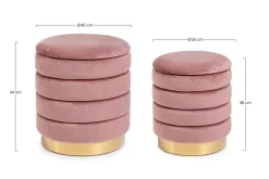 SET2 POUF CONTENITORE IN LEGNO ROSA ANTICO - DARINA