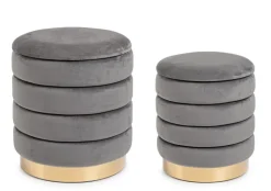 SET2 POUF CONTENITORE IN LEGNO GRIGIO - DARINA