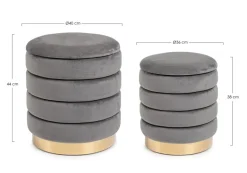 SET2 POUF CONTENITORE IN LEGNO GRIGIO - DARINA