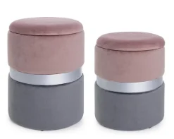 SET2 POUF CONTENITORE ROSA GRIGIO - POLINA