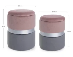SET2 POUF CONTENITORE ROSA GRIGIO - POLINA
