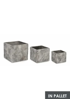 SET3 P.VASO MEILI QUADRATO BASSO GRIGIO