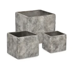 SET3 P.VASO MEILI QUADRATO BASSO GRIGIO