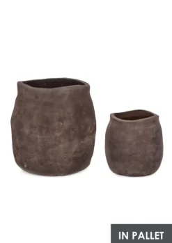 SET2 P.VASO MINH SAGOMATO TERRACOT SCURA