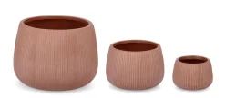 SET3 P.VASO RIBBED BOMB TERRACOTTA ALTO