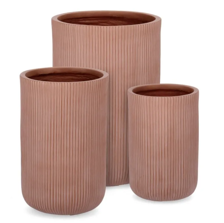 SET3 P.VASO RIBBED TO TERRACOTTA