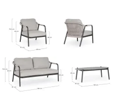 SET4 SALOTTO C-C MIRAVET ANTRACITE/KHAKI