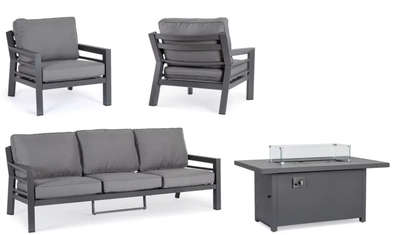 SET4 SALOTTO IN ALLUMINIO ANTRACITE PG61 - HENDRIX