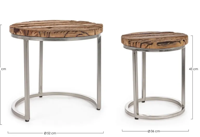 SET2 TAVOLINI ALTI IN LEGNO RICICLATO - RAFTER