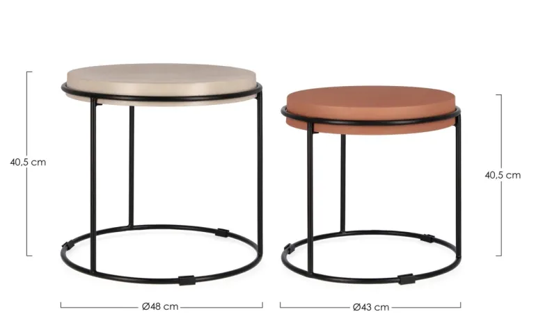 SET2 TAVOLINI IN ACCIAIO BEIGE TERRACOTTA - KETAKI