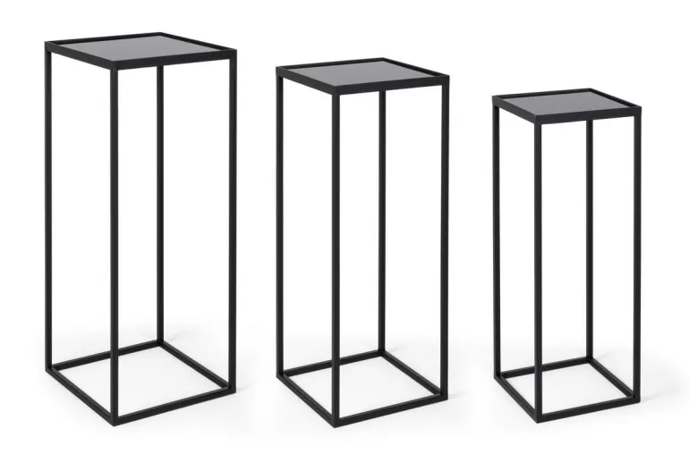 SET3 TAVOLINI IN ACCIAIO NERO - NUCLEOS