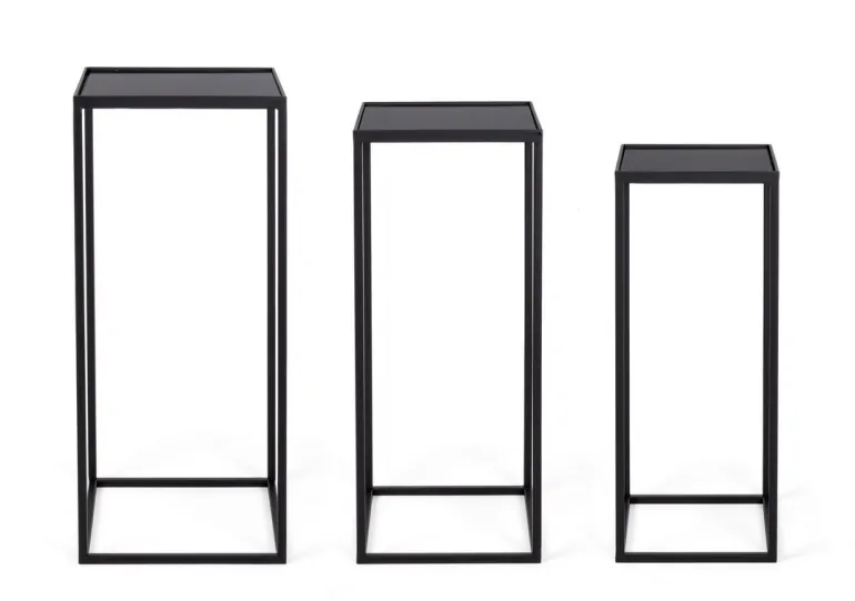 SET3 TAVOLINI IN ACCIAIO NERO - NUCLEOS
