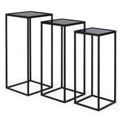 SET3 TAVOLINI IN ACCIAIO NERO - NUCLEOS