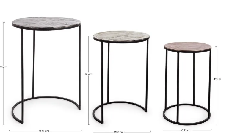 SET3 TAVOLINI IN ALLUMINIO - TAHIR