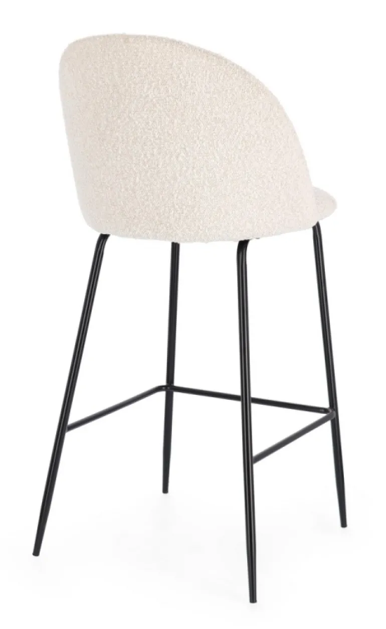 SGABELLO BAR EFFETTO BOUCLE' NERO/AVORIO - CARRY