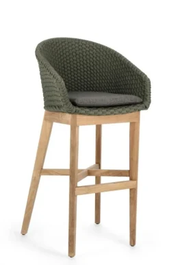 SGABELLO BAR IN CORDA PER ESTERNO VERDE - COACHELLA