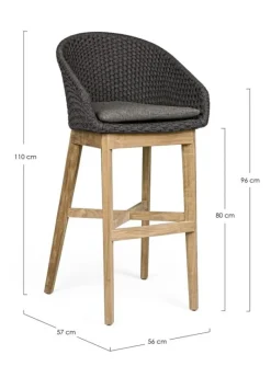 SGABELLO BAR IN CORDA PER ESTERNO ANTRACITE - COACHELLA