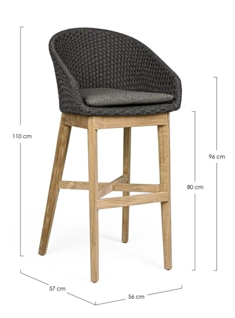 SGABELLO BAR IN CORDA PER ESTERNO ANTRACITE - COACHELLA