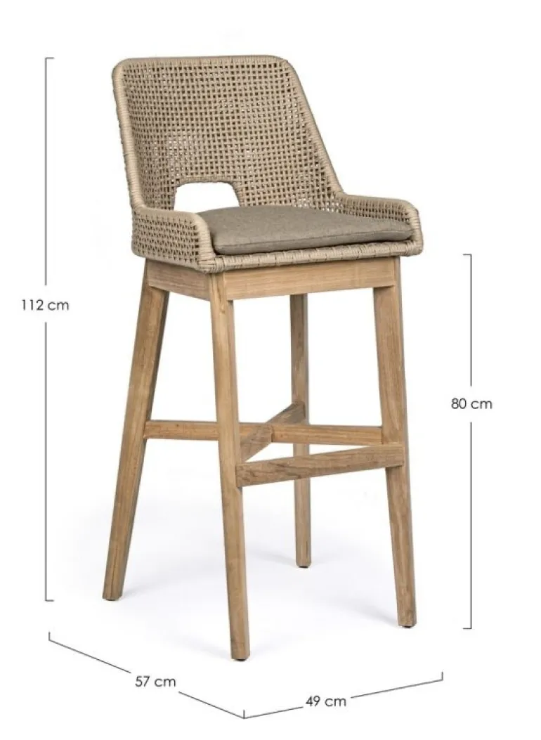 SGABELLO BAR IN CORDA PER ESTERNO TOROTRA - HESPERIA