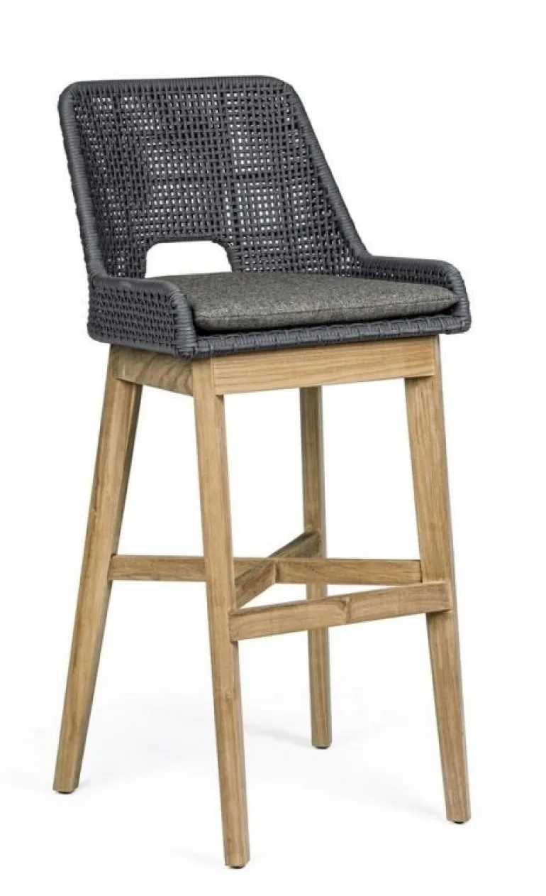 SGABELLO BAR IN CORDA PER ESTERNO COLOR ARDESIA - HESPERIA