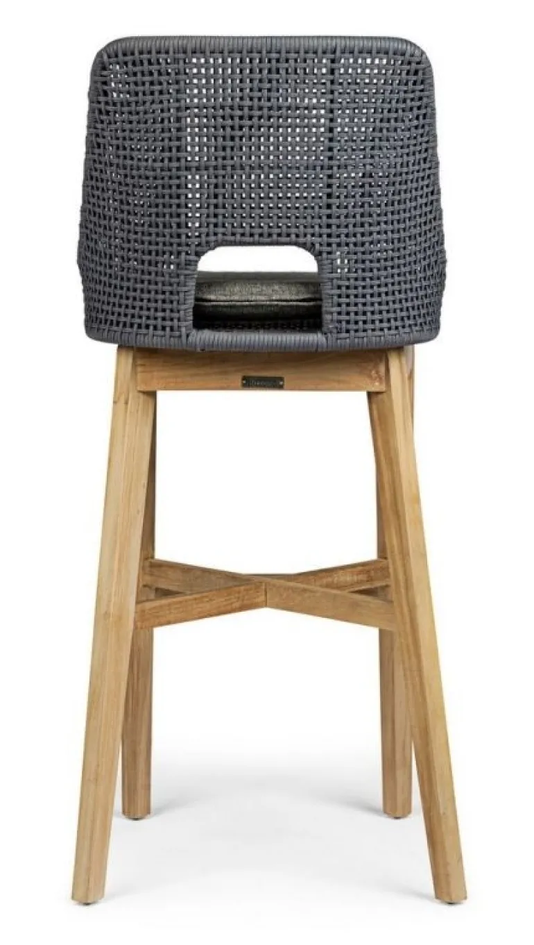 SGABELLO BAR IN CORDA PER ESTERNO COLOR ARDESIA - HESPERIA