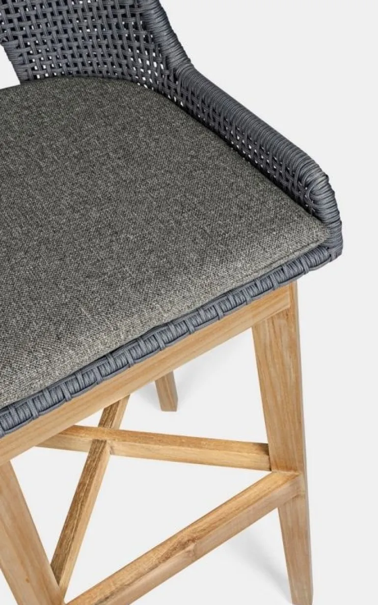 SGABELLO BAR IN CORDA PER ESTERNO COLOR ARDESIA - HESPERIA