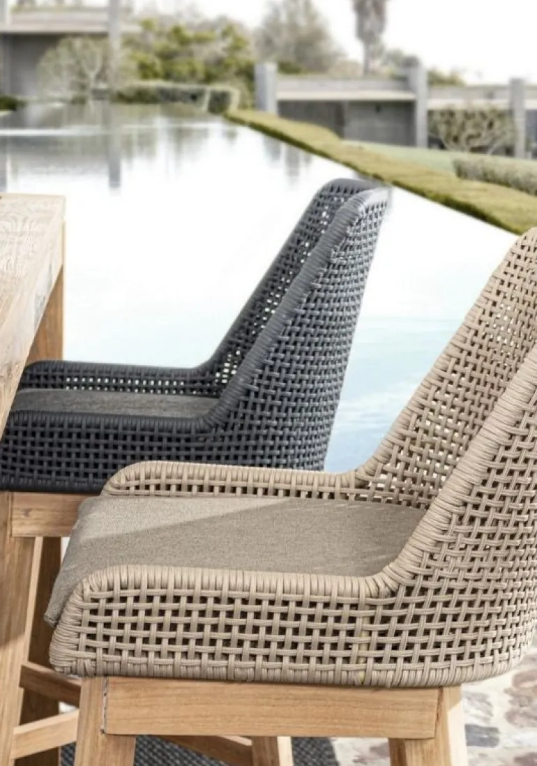 SGABELLO BAR IN CORDA PER ESTERNO COLOR ARDESIA - HESPERIA