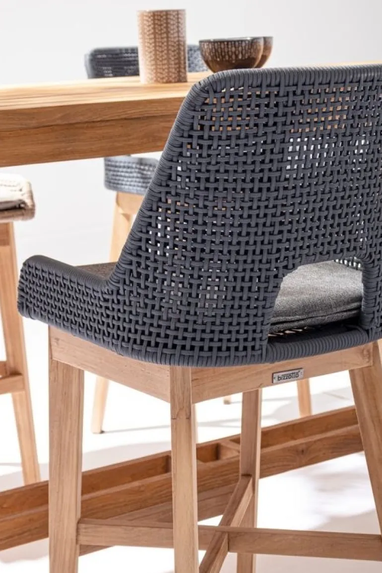 SGABELLO BAR IN CORDA PER ESTERNO COLOR ARDESIA - HESPERIA