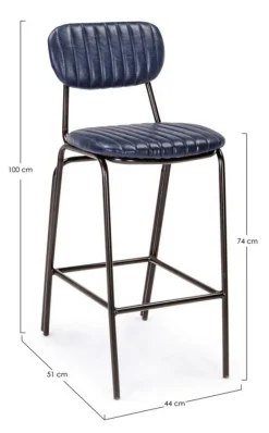 SGABELLO BAR IN ECOPELLE BLU - DEBBIE
