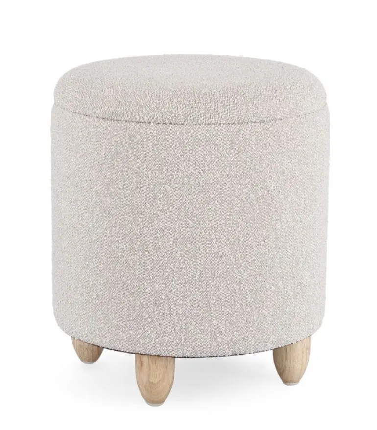 SGABELLO CONTENITORE EFFETTO BOUCLE' GRIGIO CHIARO- ZENA