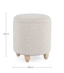 SGABELLO CONTENITORE EFFETTO BOUCLE' GRIGIO CHIARO- ZENA