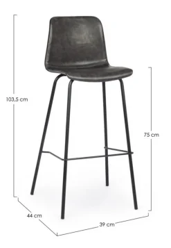 SGABELLO IN ECOPELLE ANTRACITE - KYRA