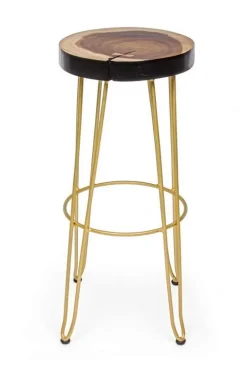 SGABELLO IN LEGNO COLOR ORO - RAKEL