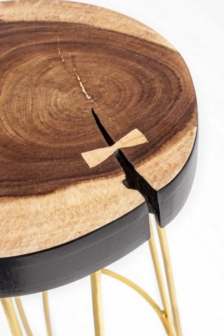 SGABELLO IN LEGNO COLOR ORO - RAKEL