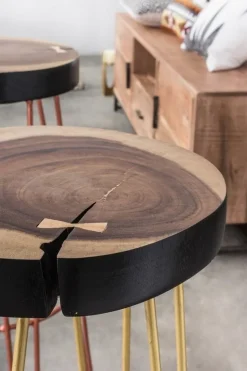 SGABELLO IN LEGNO COLOR ORO - RAKEL