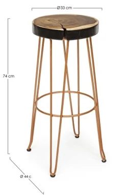 SGABELLO IN LEGNO RAME - RAKEL