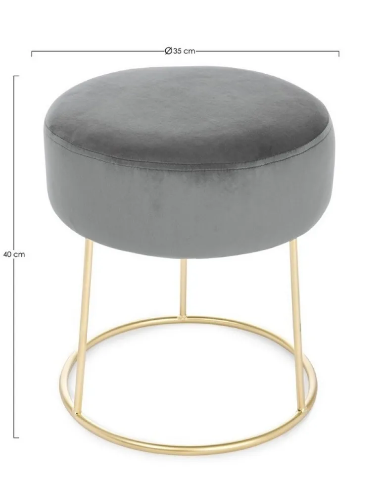 SGABELLO IN VELLUTO GRIGIO - CLARISSA