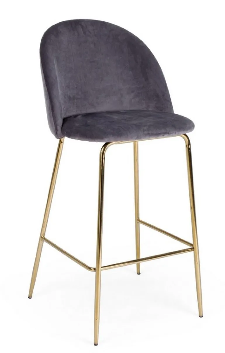 SGABELLO IN VELLUTO GRIGIO SCURO - CARRY