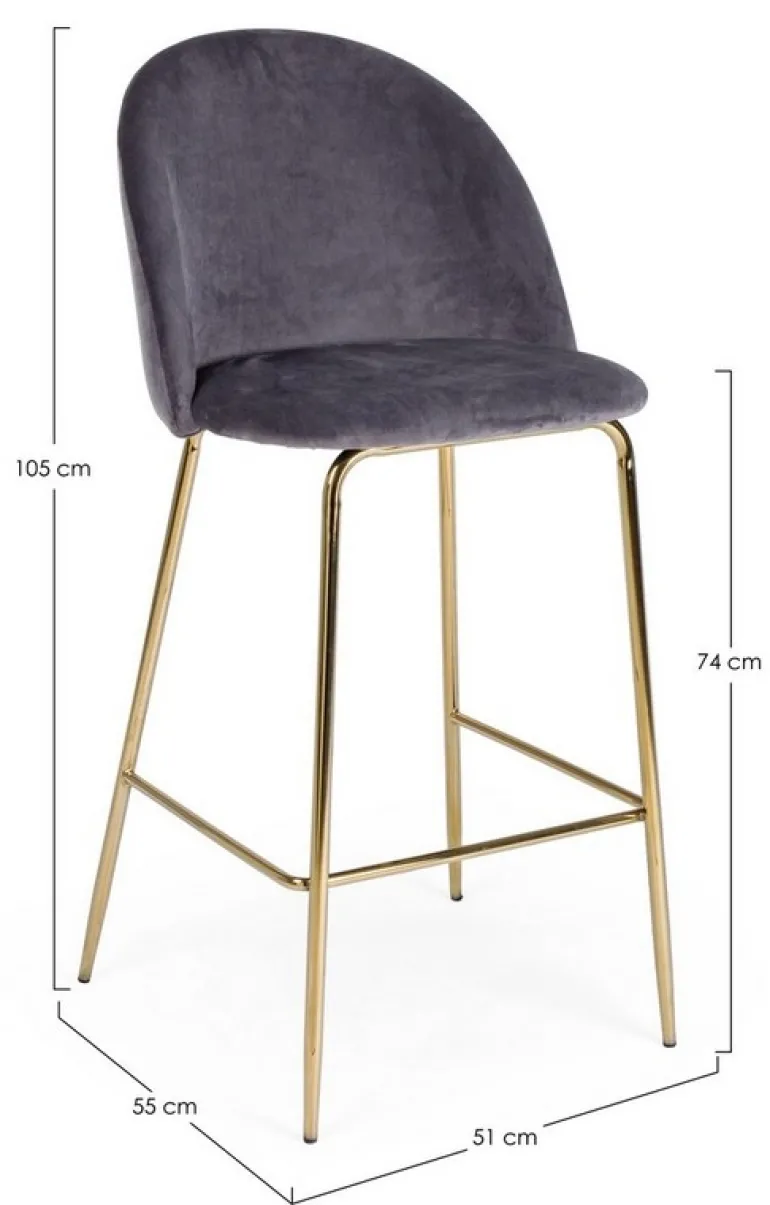 SGABELLO IN VELLUTO GRIGIO SCURO - CARRY