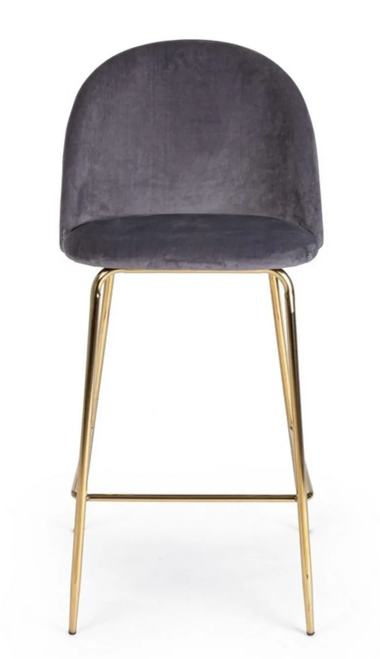 SGABELLO IN VELLUTO GRIGIO SCURO - CARRY