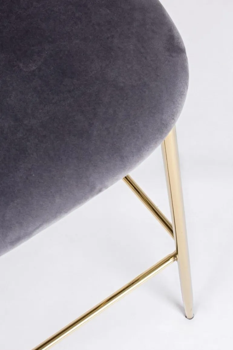 SGABELLO IN VELLUTO GRIGIO SCURO - CARRY