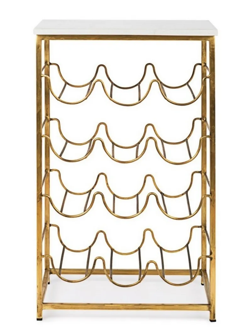 TAVOLINO CON PORTABOTTIGLIE IN METALLO - MARMOL