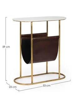 TAVOLINO CON PORTARIVISTE IN METALLO - MARMOL